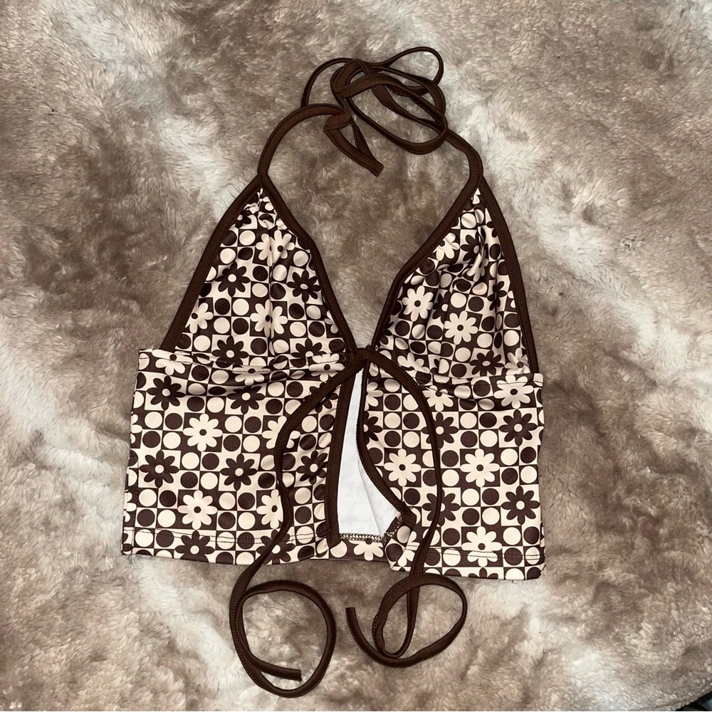 floral cropped halter top